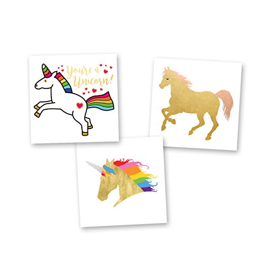 Unicorn Dreams Variety Set of 24 assorted premium waterproof metallic gold rainbow temporary foil Flash Tattoos, unicorn tattoo, gold tattoo, tattoo set, kids temporary tattoo, kids party favor