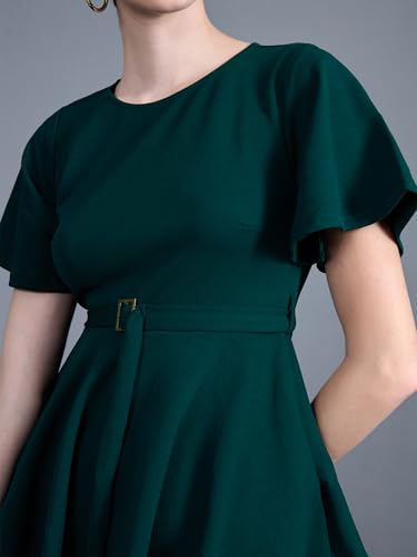 Image of Miss Chase Women's Round Neck Half Sleeves Cotton Lace and Pearl Detailing
