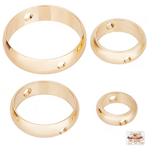 Beebeecraft 60 pièces 4 Tailles de Cadres de Perles Rondes Connecteurs de Cadre de Cercle Plaqué Or 18K 6/8/10/12mm Liens en Métal en Forme D'Anneau Rond pour la Fabrication de Bijoux de Bracelet Cover