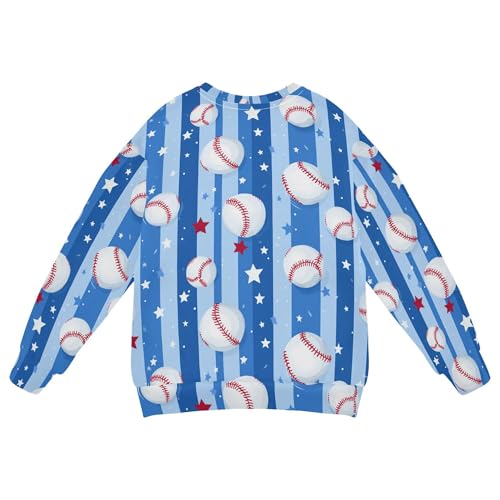 JUNZAN Baseball Star Blue Stripes Little Boys Sweatshirt Hoodie Long Sleeve Fall Tops Shirts Party 4T2