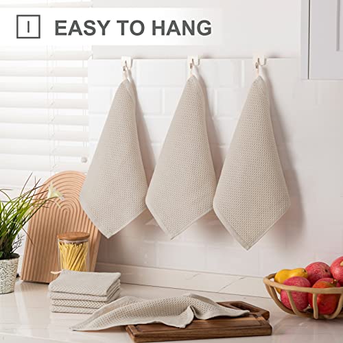Joybest Cotton Kitchen Dish Cloths, 8-Pack Waffle Weave Ultra Soft Absorbent Dish Towels Washcloths Quick Drying Dish Rags, 12X12 Inches, Beige #TOP5
