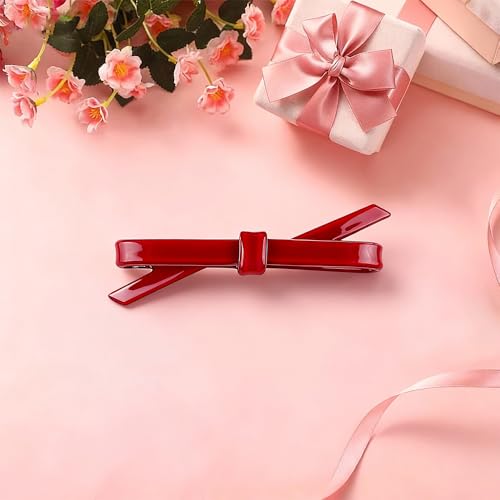Pinzas para cabello rojo oscuro con moño set de 4 miniatura 7