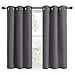 NICETOWN Grey Blackout Curtain Panels 48 inch Long Set of 2 for Bedroom, Thermal Insulated Grommet Top Light Blocking Draperies and Drapes for Basement (W34)