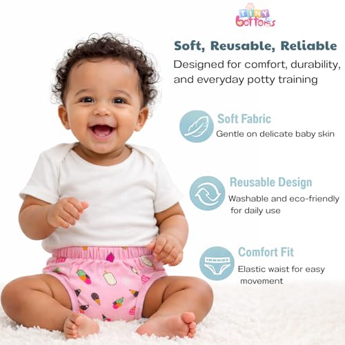 Image of SoftPadded Toddler Training Underwear | Training Pants | Mixed Colours | Soft Cotton Leakproof Potty Training Underwear | Breathable Washable Pants for Toddlers (XL, Pack of 8)