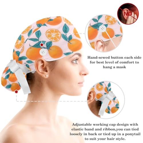 Gorro quirúrgico mujer con botones y coleta naranja miniatura 3