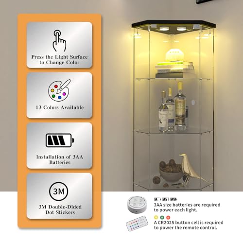 Image of Beauty4U Corner Glass Display Cabinet with LED, 4-Shelf Black Curio Cabinet
