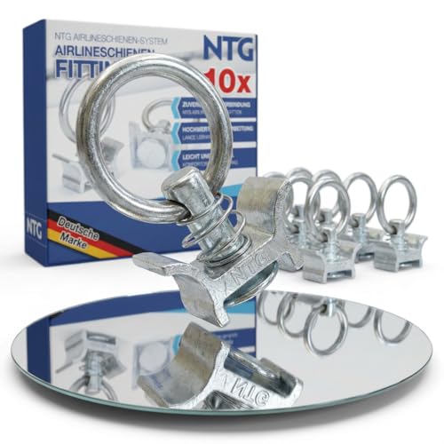 NTG Airlineschiene Fitting Single Endbeschlag mit Flugöse Robustes Airlineschiene Zubehör mit Verzurrösen für sichere Ladungssicherung in Zurrschienen 10 Stück