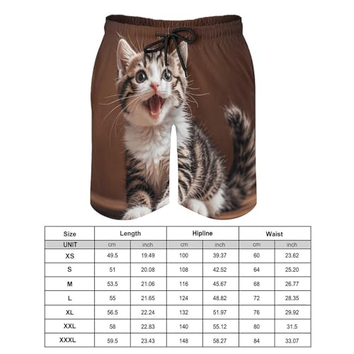 Mens Shorts Cute Happy Kitten Men Swim Trunks Quick-Dry Beach Shorts with Drawstring Pocket Bathing Suit2