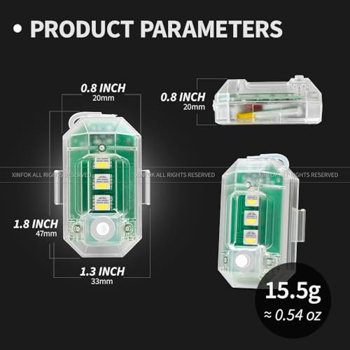 8Pcs Wireless LED Strobe Lights with Remote Control, RGB Led Aircraft Strobe Lights High Brightness 8 Colors Waterproof Anti-Collision Night Warning Lighting for Car Motorcycle RC Aircraft Bike - Thumbnail 2
