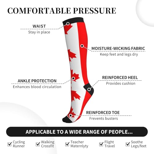 Canadian Flag Print Mens Tube Socks,Womens Running Socks,Sport Compression Socks For Men And Women4