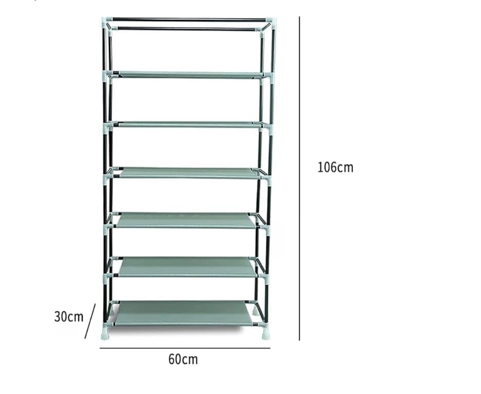 Image of Collapsible Fabric Wardrobe with 6 Shelves, Navy Blue, Metal, Rectangular, Lightweight, Modern, Foldable Clothes Storage Organizer (Blue)