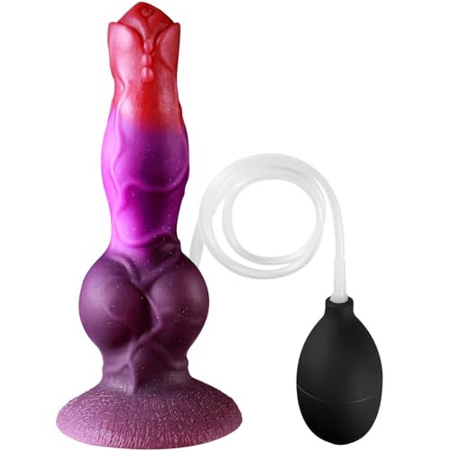 Image of Squirting Monster Dog Silicone Dildo with Suction Cup (Red)