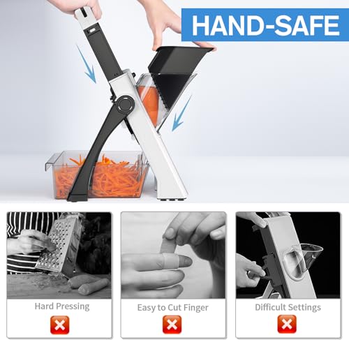 ZTQCSQ (All in 1) Upgraded Version Mandoline Slicer for Kitchen & Adjustable Mandolin. Detachable Blade, Kitchen Veggie Chopper Cut Slicing, Strips, Shredding, Dicing, Chop