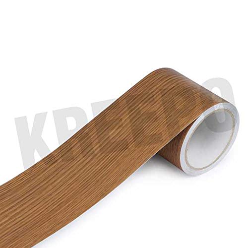 Image of KREEPO Waterproof Waist Line Wall Sticker Self Adhesive Baseboard Wallpaper Border Roll Decals Home Decor Film (Size 4Inch x 40m) (Wood-10)