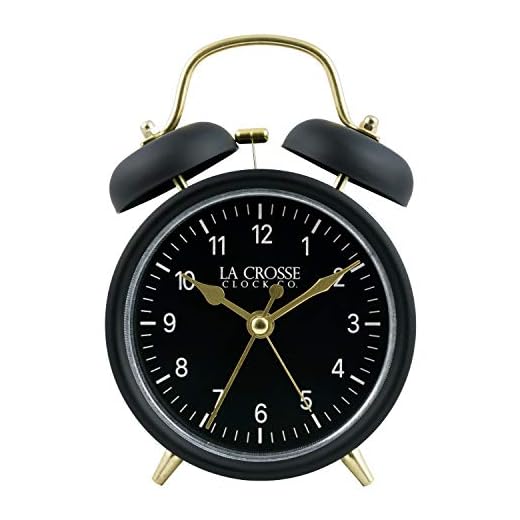 La Crosse 617-3314BG Black Twin Bell Quartz Alarm Clock