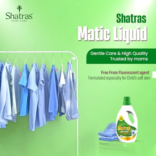 Image of SHATRAS Front Load Washing Machine Matic Liquid Detergent | Specially designed for Tough Stain Removal on Laundry in Washing Machines (Green 8)