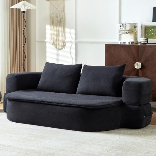 Image of 79 inch Convertible Futon Sofa Bed Mattress, Sleeper Boneless Futon Sofa,Black