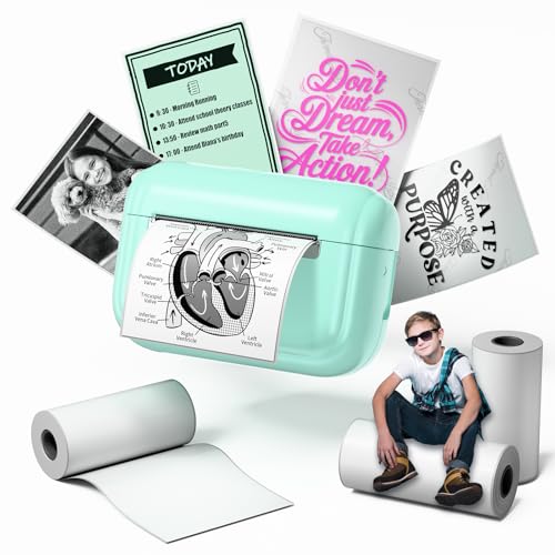 Memoking Mini impresora para smartphone, mini impresora térmica (verde)