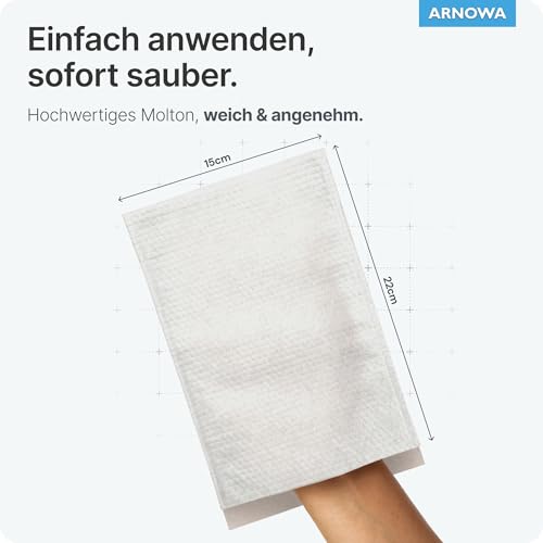 50x ARNOMED® Einmalwaschlappen aus Molton Eco, Einmal Waschhandschuhe für Erwachsene & Babys, Einweg Waschlappen Weich & Sanft, Waschhandschuhe Einweg, Wegwerf Waschlappen, Einweg Lappen
