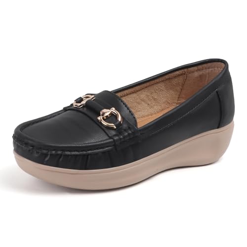 Image of Vendoz Women Comfortable Slip On Formal Loafer for Women | Stylish Fashion Moccasins Range | Cushioned Footbed Finish | Flexible | 1 Inch Heel Height| Formal Office Wear Shoe