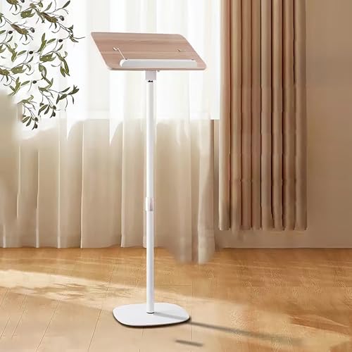 Image of Adjustable Podium Stand - Height-Adjustable Lectern for Presentations, Floor Standing Desk with Angled Design, Perfect for Churches, Schools, Events & Conferencescm(Natural-51In /130Cm)