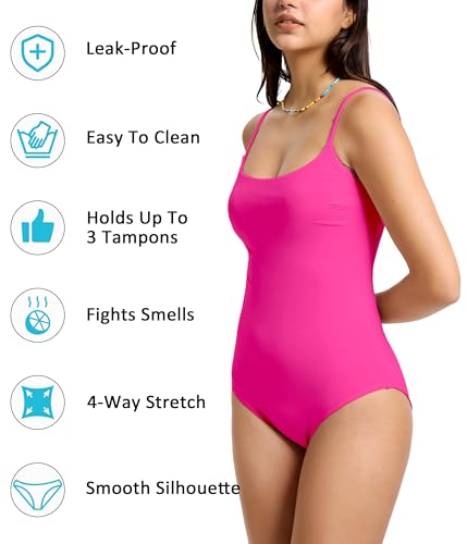 Image of Beautikini Period Swimwear One Piece Leakproof Swimsuit Menstrual Tummy Control Bathing Suit for Teens Girls and Women