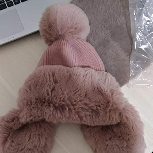 Inblossoms Bomber Hat For Women Winter Warm Knitted Hats With Ear Flap Faux Rabbit Fur Beanie With Pom Pom Pink #TOP7