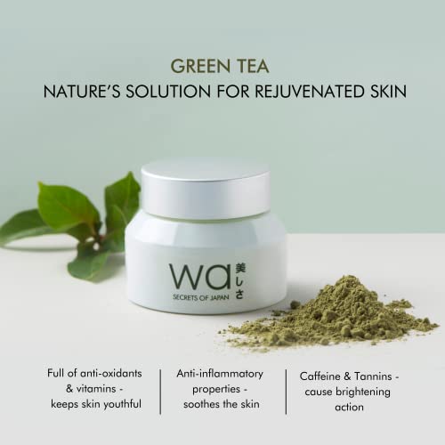 Image of Wa - Japan | Green Tea Face Cream | Hydrates & Rejuvenates | Super-5 Natural Extracts | Parabens, Silicones, Sulphates Free | All-Skin types | 50g | Light-Weight & Non-Greasy