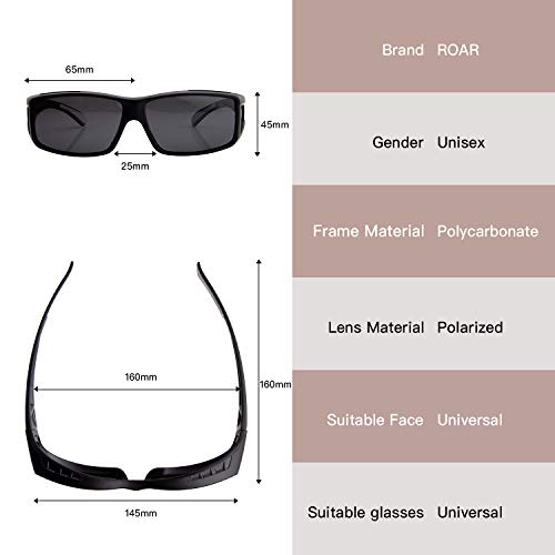 ROAR Fit Over Glasses with Polarized, TAC Lenses, sunglasses,UV protection.2