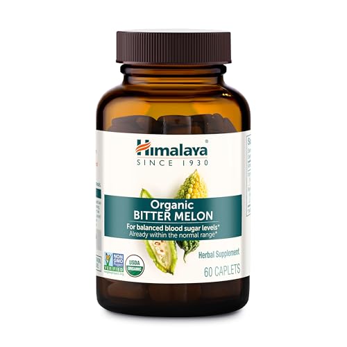 Himalaya USDA Organic Bitter Melon Capsules - Bitter Melon Extract Herbal Glucose Metabolism Support Non-GMO Vegan Gluten Free Additive Free 660 mg 60 Caplets