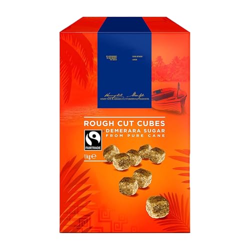 Fairtrade Demerara Rough Cut Sugar Cubes 1kg | Cane Sugar Cubes Naturally Sweet & Aromatic Ideal for Coffee Tea & Cocktails | Packed by Saras Foods Uk
