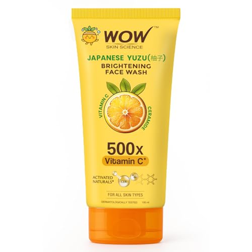 WOW Skin Science Japanese Yuzu + Vitamin C with Ceramide Brightening Face Wash | 500x Vitamin C | For Strengthened Glowing Skin | Paraben-Free Gentle Cleanser with Orange Peel & Camu Camu | 100ml