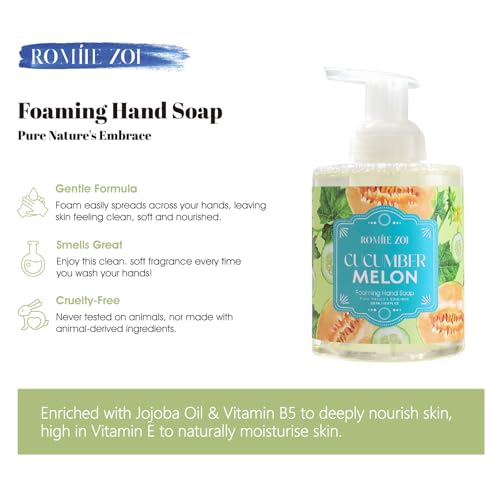 Image of ROMIIE ZOI Foaming Hand Soap, Cucumber&Melon, 500ml / 16.8fl.oz | With Gift Box, Gentle cleansing, nourishes skin without drying