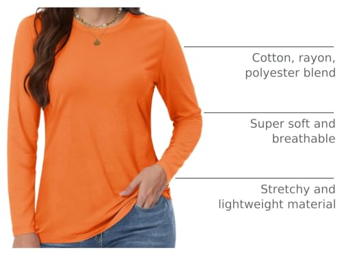Image of YUCOLEN Long Sleeve Shirts for Women Cotton Crew Neck Casual Tops Fall