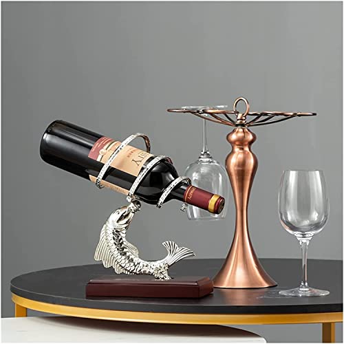 Soporte para botellas base madera sólida diseño pez rojo miniatura 3