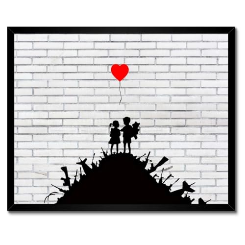 Banksy Stack of Weapons poster encadré blanc 50x40 cm tableau mural moderne H8679M