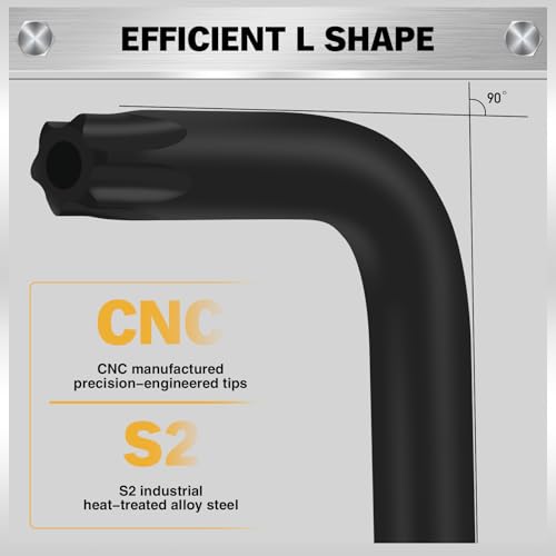 Image of ELEAD 11-Piece Torx Star Allen Wrench Set with Extension Bar, Long Arm Torx Key Set T10-T50, Heat-Treated S2 Steel