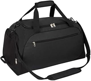 Sports Gym Bag Duffle Bag with Shoes Compartment, Holdall Travel Duffel Bag with Shoulder Strap for Weekender Sports, Gym, Travel (Black, 55L)