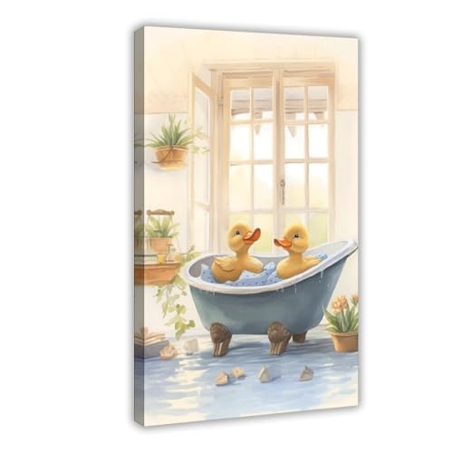Poster caneton prenant un bain pour égayer un mur vide et créer une ambiance relaxante