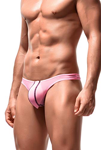 Newsywell Men's Ice Silk T Back Thong Bikinis Fashion Micro Low Rise Microfiber Bulge Briefs Underwear Red Medium #TOP3