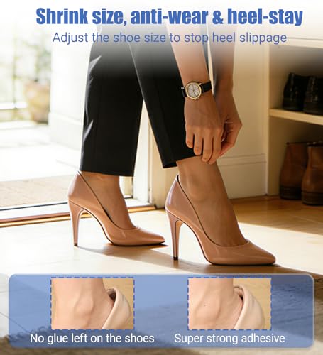 MasterMo Heel Grips Liner Cushions Inserts for Loose Shoes, Heel Pads Snugs for Shoe Too Big Men Women, Filler Improved Shoe Fit and Comfort, Stop Heel Slip and Blister (Beige, 8 + 8) by MasterMo - Used condition - Image 3
