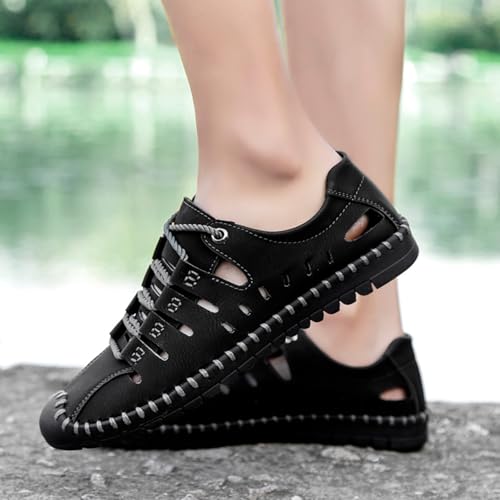 Men's Premium Leather Sport Sandals - Fisherman Design, Breathable Mesh Lining, Non - Slip Sole, Ideal for Summer, Beach & Travel4