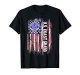 Vintage USA American Flag Proud US Coast Guard Veteran Funny T-Shirt