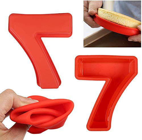 Silicone Number Cake Mold, Large Number Cake Baking Pan Mold for Birthday and Wedding Anniversary, Silicone 3D Cake Mold, 10.2 x 8.7 x 2.4 Inch (7)