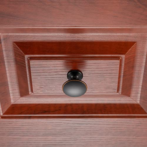 KOOFIZO Round Cabinet Knob - Oil Rubbed Bronze Pull Handle (Dia.30mm / 1.2 Inch), 10-Pack for Kitchen Cupboard Door, Bedroom Dresser Drawer, Bathroom Wardrobe Hardware