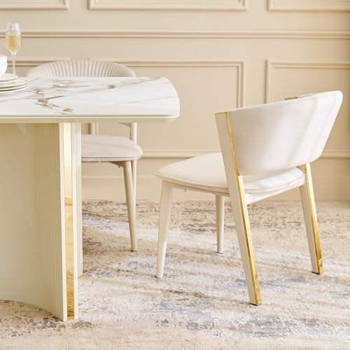Image of Home Centre | Modern | Mild Steel | Dining Chairs | Cream | Set of 2 | 1 Year Warranty
