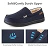 VeraCosy Men's Comfy Suede Memory Foam Moccasin Slippers Warm Sherpa Lining House Shoes with Anti-Skid Rubber Sole Navy,10 UK #2
