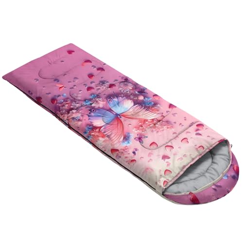 Image of QOOMO Ball Flower Camping Sleeping Bags,3 Season Warm & Cool Weather,Lightweight,Waterproof Sleeping Bags for Adults & Kids,Traveling,and Outdoors,Camping Gear Equipment