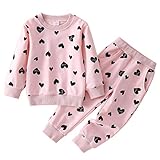 CM C&M WODRO Toddler Girls Clothing Sets Valentine Fashion Sweatshirts Baby Fall Winter Outfits Heart Print Top and Pants(Pink,18-24 Months)
