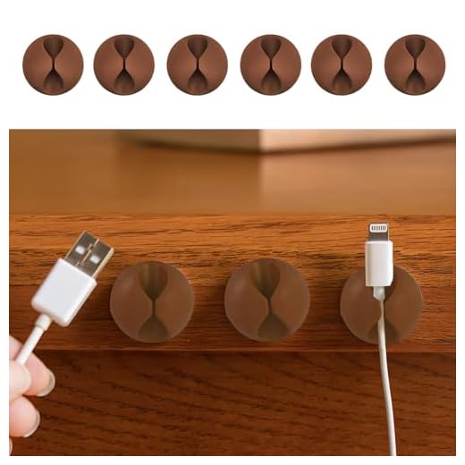 6 Pcs Cord Organizer Cables Organizer Silicone Cord Holder Compact for Organizing Desk Nightstand Car Phone Charger (Coffee)
